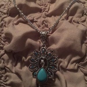 🦄👑Dazzling Peacock & Faux Turquoise Necklace🦄👑